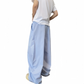 REINAREA | Men's Lightweight Blue Vertical Striped Barrel Pants | Summer Cotton Elastic Waist Baggy Wide Leg Casual Trousers