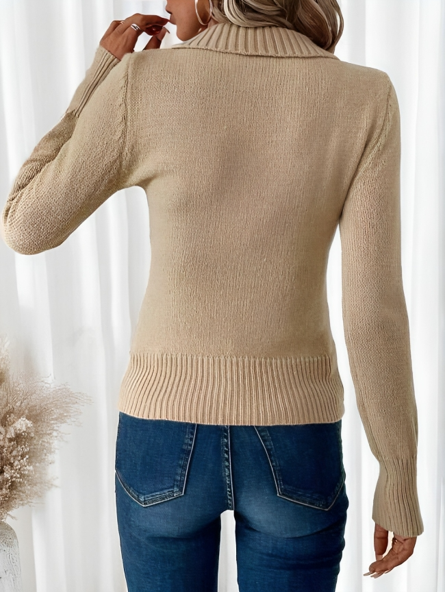 Apricot Long Sleeve Plain Sweater