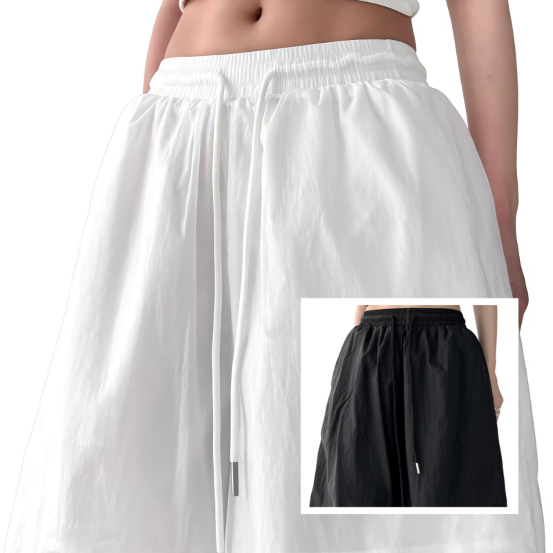 REINAREA | Y2K Sheer Wide Leg Cargo Pants | High Waist Drawstring Moon Star Print Pants | 2026 Summer Casual Trousers