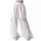 REINAREA | Y2K Sheer Wide Leg Cargo Pants | High Waist Drawstring Moon Star Print Pants | 2026 Summer Casual Trousers