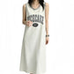 REINAREA | Vintage Basketball Jersey Maxi Dress | Oversized Sleeveless Tank Dress with Pockets | 1997 Retro Casual Summer Dress
