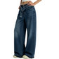 REINAREA | Fall 2026 New Arrival Women's High Waisted Wide Leg Jeans | Belted Raw Hem Relaxed Straight Leg Denim Pants for Casual Streetwear Daily Wear