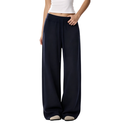 REINAREA | 2026 Fall Women Knit Wide Leg Flare Pants | Elastic Drawstring High Waist Trousers | Soft Draped Casual Loose Sweater Pants