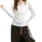 REINAREA | Fall 2026 New Arrival Women's 2 Piece Top | Oatmeal Gray Lace Halter Tie Neck Cowl Draped Ruched Slim Fit Long Sleeve Tee for Layering Casual Wear