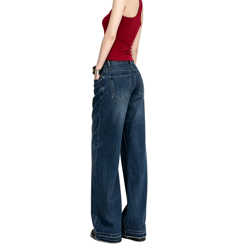 REINAREA | Fall 2026 New Arrival Women's High Waisted Wide Leg Jeans | Belted Raw Hem Relaxed Straight Leg Denim Pants for Casual Streetwear Daily Wear