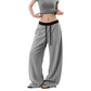 REINAREA | Fall 2026 New Arrival Women's Curved Barrel Leg Sweatpants | Contrast Drawstring Waist Drapey Relaxed Fit Casual Lounge Pants for Daily Streetwear