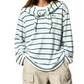 REINAREA | Fall 2026 New Arrival Women's Striped Long Sleeve T-Shirt | Attached Tie Shawl Collar Textured Knit Casual Urban Designer Top