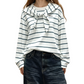REINAREA | Fall 2026 New Arrival Women's Striped Long Sleeve T-Shirt | Attached Tie Shawl Collar Textured Knit Casual Urban Designer Top