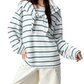 REINAREA | Fall 2026 New Arrival Women's Striped Long Sleeve T-Shirt | Attached Tie Shawl Collar Textured Knit Casual Urban Designer Top