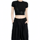 REINAREA | Women's Techwear Harness Crop Top | Cool Buckle Strap Short Sleeve Slim Fit Cropped T-Shirt | Edgy Streetwear Y2K Grunge Tee for Dance Club