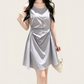 REINAREA | 2026 Summer Women Sleeveless Ruched Waist Mini Dress | Elegant Slimming A-Line Flare Tank Dress