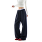 REINAREA | Fall 2026 New Arrival Women's Contrast Waist Wide Leg Sweatpants | Fake Two Piece Drawstring Drapey Relaxed Straight Casual Trousers for Daily Loungewear Streetwear