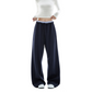 REINAREA | Fall 2026 New Arrival Women's Contrast Waist Wide Leg Sweatpants | Fake Two Piece Drawstring Drapey Relaxed Straight Casual Trousers for Daily Loungewear Streetwear