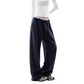REINAREA | Fall 2026 New Arrival Women's Contrast Waist Wide Leg Sweatpants | Fake Two Piece Drawstring Drapey Relaxed Straight Casual Trousers for Daily Loungewear Streetwear