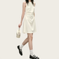 REINAREA | 2026 Summer Women Sleeveless Ruched Waist Mini Dress | Elegant Slimming A-Line Flare Tank Dress
