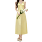 REINAREA | Women Summer Yellow Spaghetti Strap Midi Dress | Vacation Elegant V-Neck Backless Flowy Slip Dress