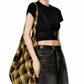 REINAREA | Women's Techwear Harness Crop Top | Cool Buckle Strap Short Sleeve Slim Fit Cropped T-Shirt | Edgy Streetwear Y2K Grunge Tee for Dance Club