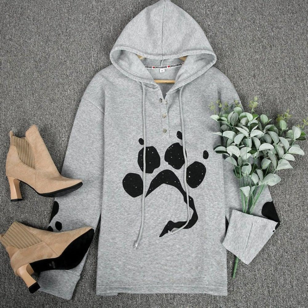 Pet Love Cat or Dog Paw Print Buttoned Sweatshirt