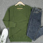 Olive Plunging V-Neck Sexy Sweater