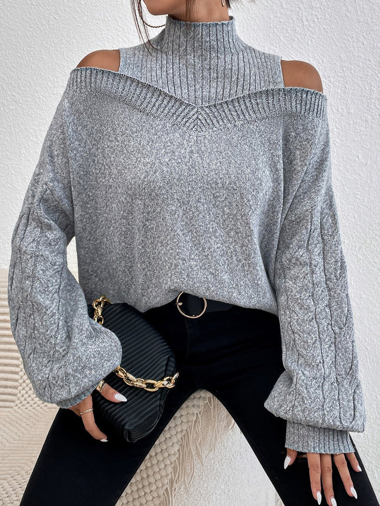 Cold shoulder 2025 mock neck sweater