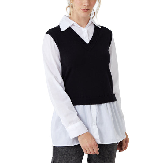 Knit Vest With Frill Collar Undershirt