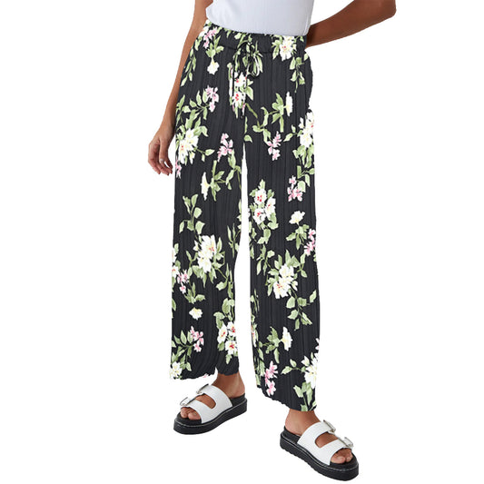 Floral Casual Mid Waist Wide Leg Pants