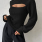 Black Plain Mock Neck Sweater
