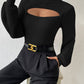 Black Plain Mock Neck Sweater