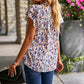 Allover Floral Print Sleeve Blouse