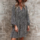 Leopard Print V-Neck Long-Sleeved Dress