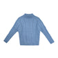 Roll neck cable knit jumper in blue