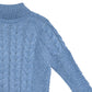 Roll neck cable knit jumper in blue