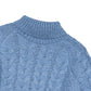 Roll neck cable knit jumper in blue