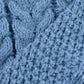 Roll neck cable knit jumper in blue