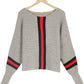 Boston Red Striped Gray Dolman Sweater