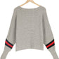 Boston Red Striped Gray Dolman Sweater