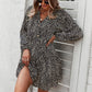 Leopard Print V-Neck Long-Sleeved Dress