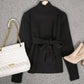 Trendy Plain Black High Neck Sweater