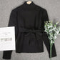 Trendy Plain Black High Neck Sweater