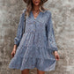 Leopard Print V-Neck Long-Sleeved Dress