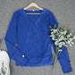 Royal Blue Gold Button V-Neck Top