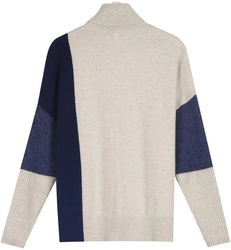 Comfy High Neck Color Block Sweater