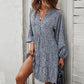 Leopard Print V-Neck Long-Sleeved Dress
