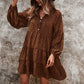 Leopard Print V-Neck Long-Sleeved Dress