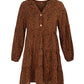 Leopard Print V-Neck Long-Sleeved Dress