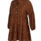 Leopard Print V-Neck Long-Sleeved Dress