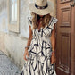Vintage Short Sleeve Print Maxi Dress